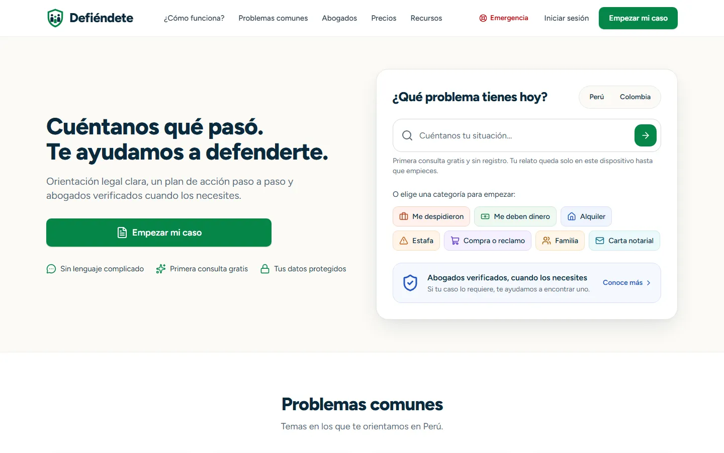 Pantalla de Defiéndete